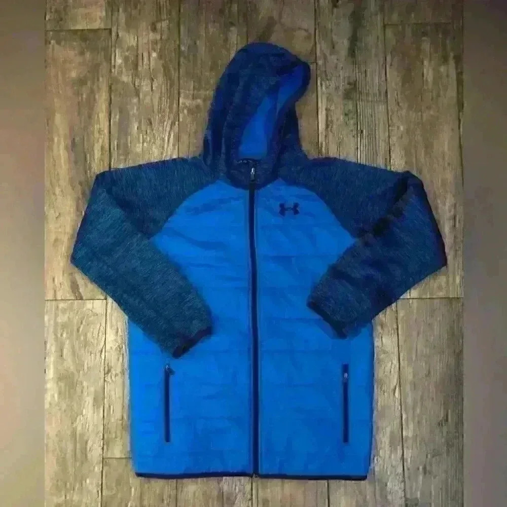 UNDERARMOUR BLUE PUFFER HOODIE JACKET YOUTH XL